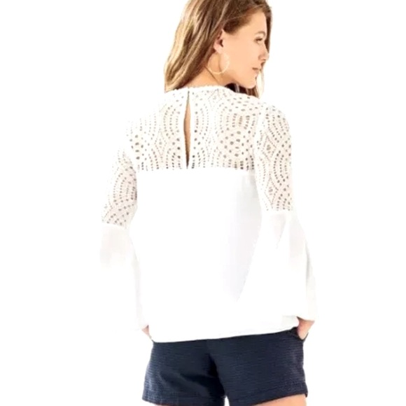 Lilly Pulitzer NWT Amenna Flounce Sleeve Top Resort White $138 Size 0,2 - Picture 7 of 7